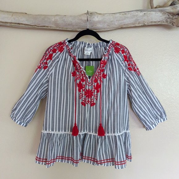Kate Spade Broome Street Embroidered Boho Peasant Blouse - Picture 3 of 5